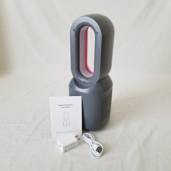 NEW IN BOX! Bladeless Oscillating Desk Fan with 3-Speeds & Adjustable LED Light - Picture 8 of 15
